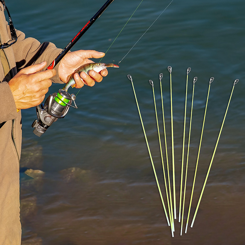 Fishing Boat Oar - 5 個 42 センチメートルボート/ラフトロッドチップスペアテールグラスファイバー修理交換釣竿チップトップリング付き釣り具アクセサリー